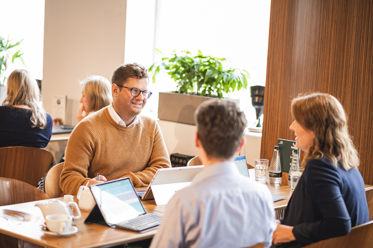 NUEL Managing Director, David Jackson and NUEL Founder, Josh Williams having a meeting in Antenna's coworking space.