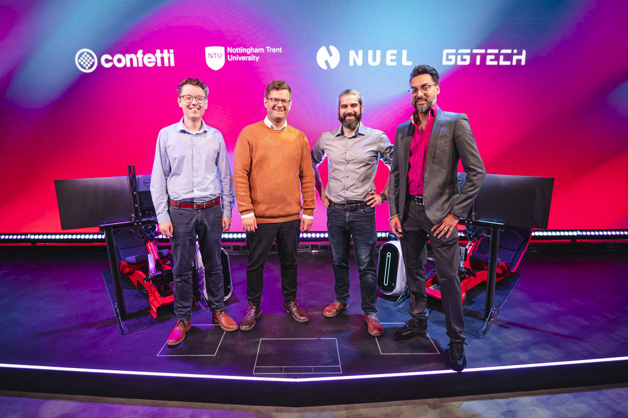 L-R: NUEL Founder, Josh Williams, NUEL Managing Director, David Jackson, Confetti Chief Technology Officer, Joe Duckhouse, and Confetti Esports Manager and Degree Course Leader, Gin Rai.